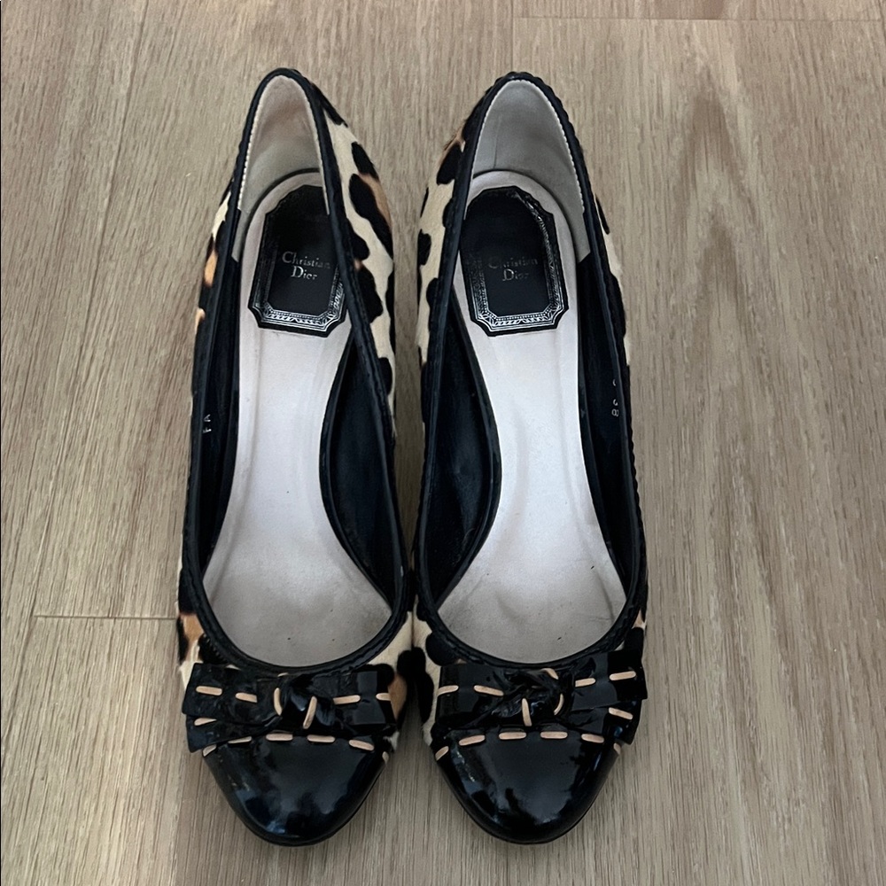 Dior Black and Tan Leopard Print Heels w bow!